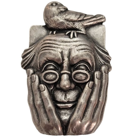 1995 Carruth Pewter Bird Watcher Brooch Pin, Signed E166 - Picture 9 of 9